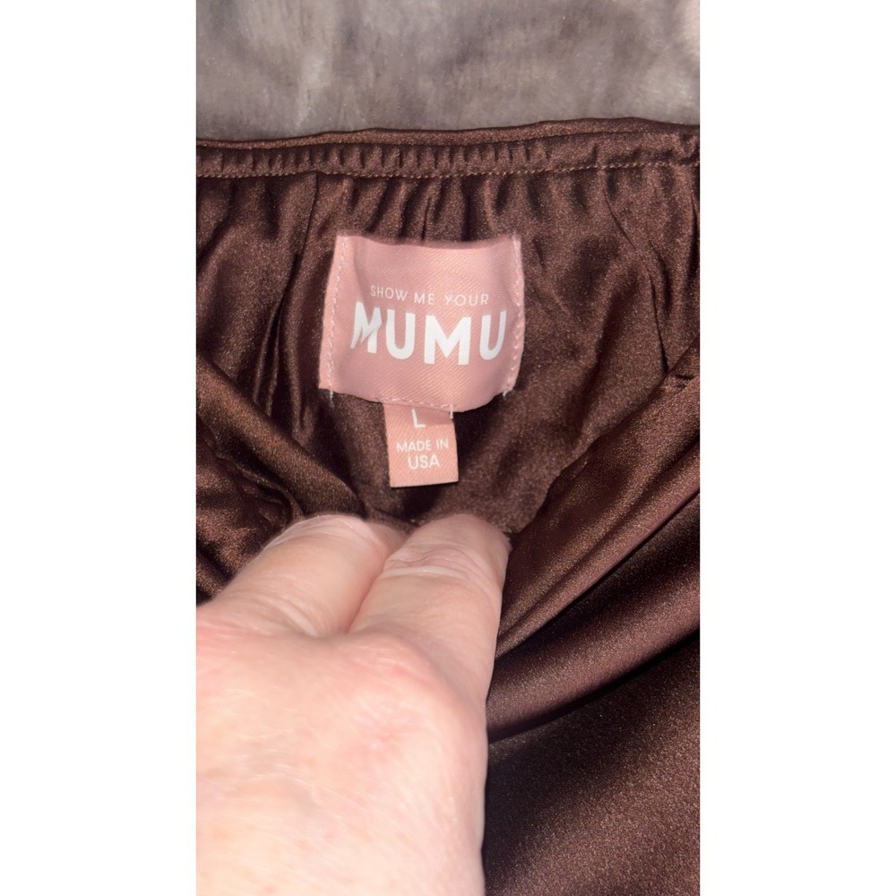 Show Me Your Mumu Taylor Tube Maxi Dress Womens Large Chocolate Luxe Satin Lined - Picture 6 of 12